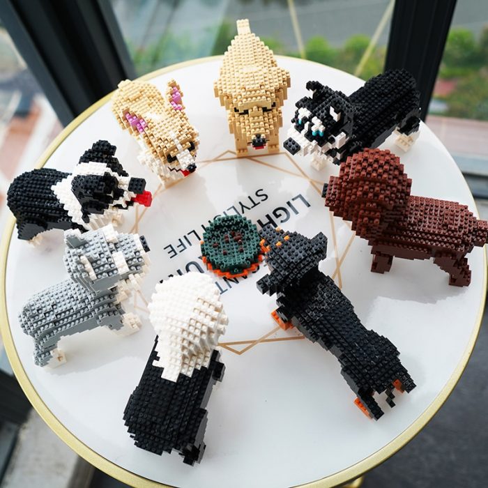 PZX Schnauzer Dachshund Husky Collie Sheepdog Corgi Teddy Dog Pet Animal DIY Mini Diamond Blocks Bricks 2 - LOZ MALL