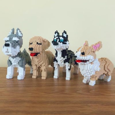 PZX Schnauzer Dachshund Husky Collie Sheepdog Corgi Teddy Dog Pet Animal DIY Mini Diamond Blocks Bricks 4 - LOZ MALL