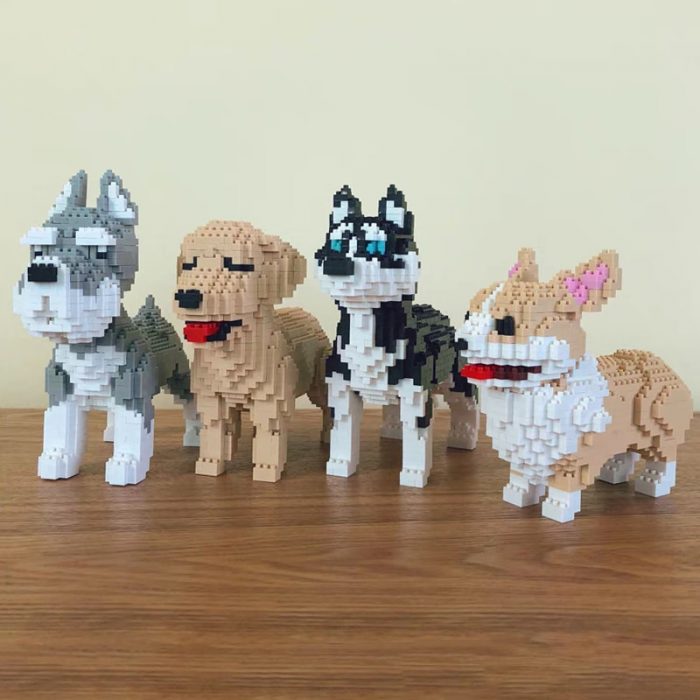 PZX Schnauzer Dachshund Husky Collie Sheepdog Corgi Teddy Dog Pet Animal DIY Mini Diamond Blocks Bricks 4 - LOZ MALL