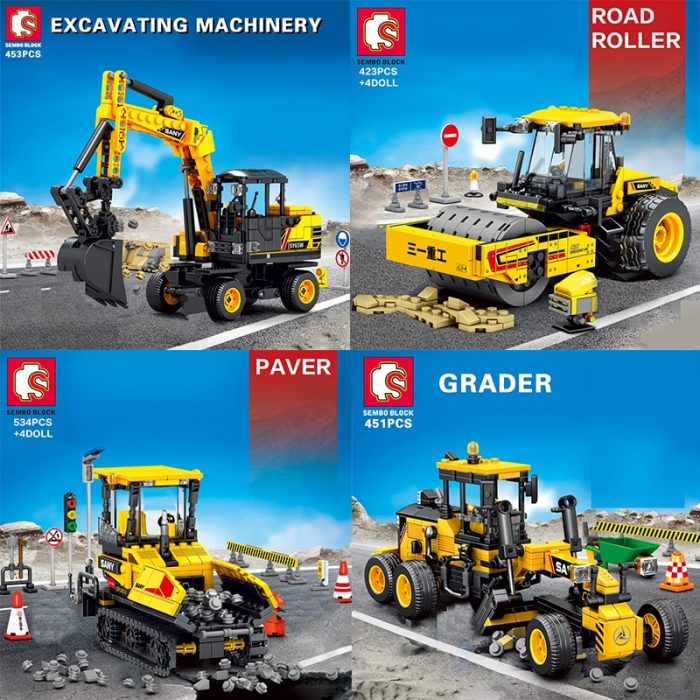 SEMBO 4 Style City Engineering Truck Building Blocks Excavator Loader Car City Construction MOC Bricks Kids - LOZ MALL