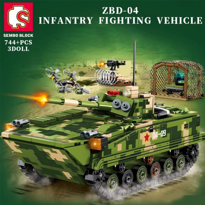 SEMBO 744pcs ZBD 04 Infantey Fighting Vehicle Military Building Blocks Armed Weapon Tanks Toys For Boys - LOZ MALL