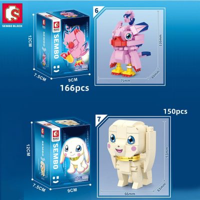 SEMBO 8 Styles kawaii Monster Anime Building Blocks Action Figure Models Bricks Collectible Model Toys Doll 3 - LOZ MALL