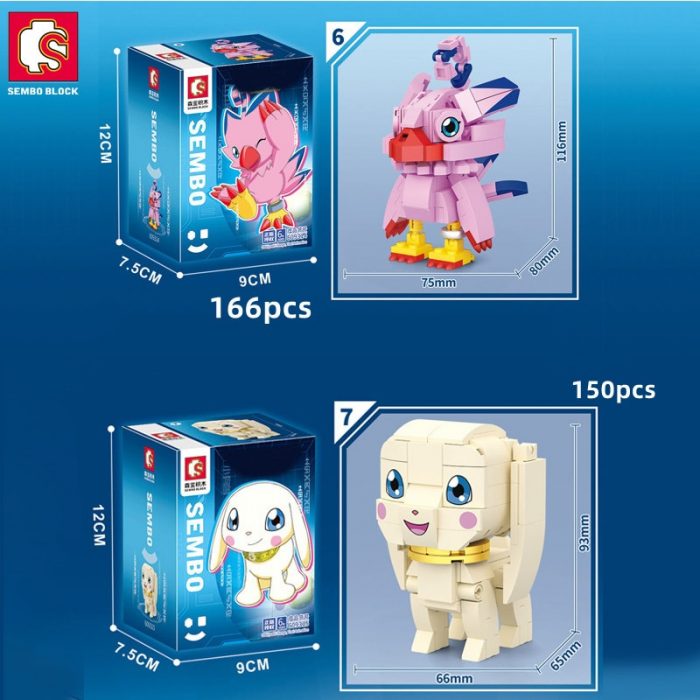 SEMBO 8 Styles kawaii Monster Anime Building Blocks Action Figure Models Bricks Collectible Model Toys Doll 3 - LOZ MALL