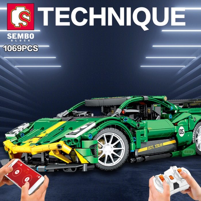 SEMBO BLOCK 1069pcs TECHNICAL RC Car Building Blocks Super Green Car Toys Brick Remote Control Supercars - LOZ MALL