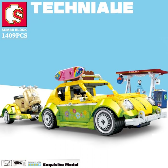 SEMBO BLOCK 1409PCS Vintage Car Blocks Pull Back Retro Car Building Bricks Kids DIY Roleplay STEM 1 - LOZ MALL