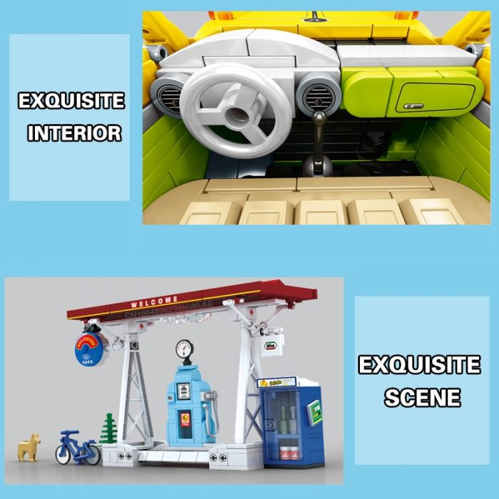 SEMBO BLOCK 1409PCS Vintage Car Blocks Pull Back Retro Car Building Bricks Kids DIY Roleplay STEM 4 - LOZ MALL