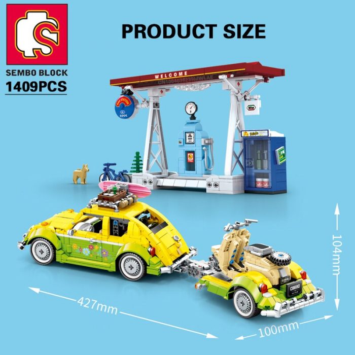 SEMBO BLOCK 1409PCS Vintage Car Blocks Pull Back Retro Car Building Bricks Kids DIY Roleplay STEM 5 - LOZ MALL