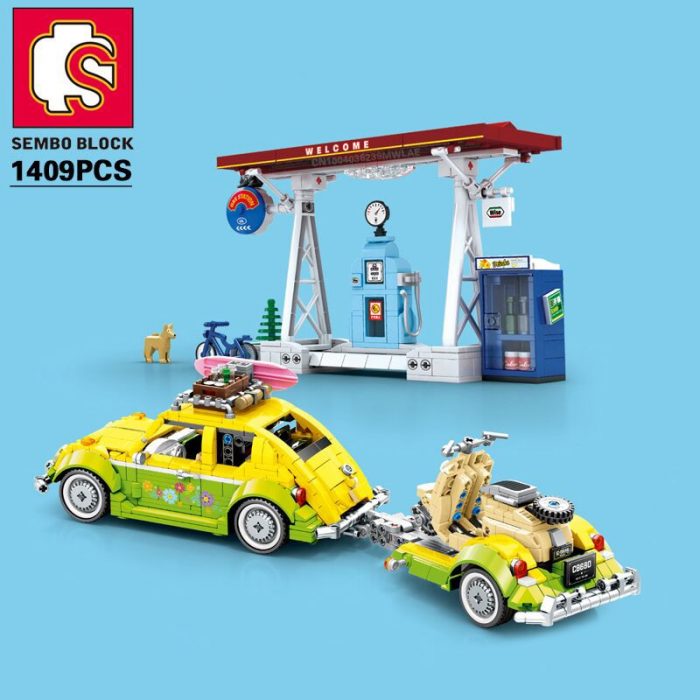 SEMBO BLOCK 1409PCS Vintage Car Blocks Pull Back Retro Car Building Bricks Kids DIY Roleplay STEM - LOZ MALL