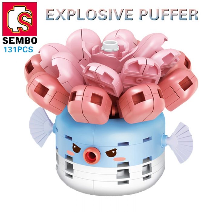 SEMBO BLOCK 4 set lot Potted Plant Kawaii Flowers Building Block Puffer Tiger Animal Anime Toys 1 - LOZ MALL