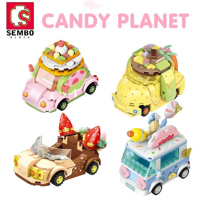 SEMBO BLOCK 4Set Lot Candy Planet Car Toys Building Block DIY Candy Car Bricks Model Educational - LOZ MALL