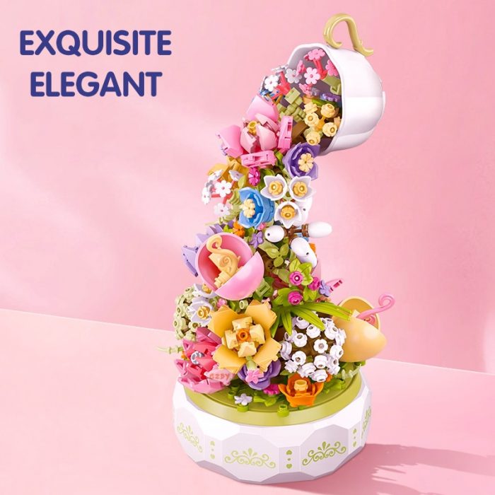 SEMBO BLOCK 575pcs Teacup Flower Lighting Music Box Building Block Home Decor Anime Creative Gift Toy 1 - LOZ MALL