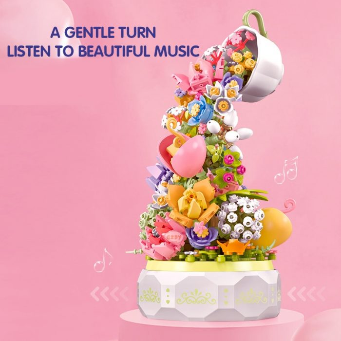 SEMBO BLOCK 575pcs Teacup Flower Lighting Music Box Building Block Home Decor Anime Creative Gift Toy 3 - LOZ MALL