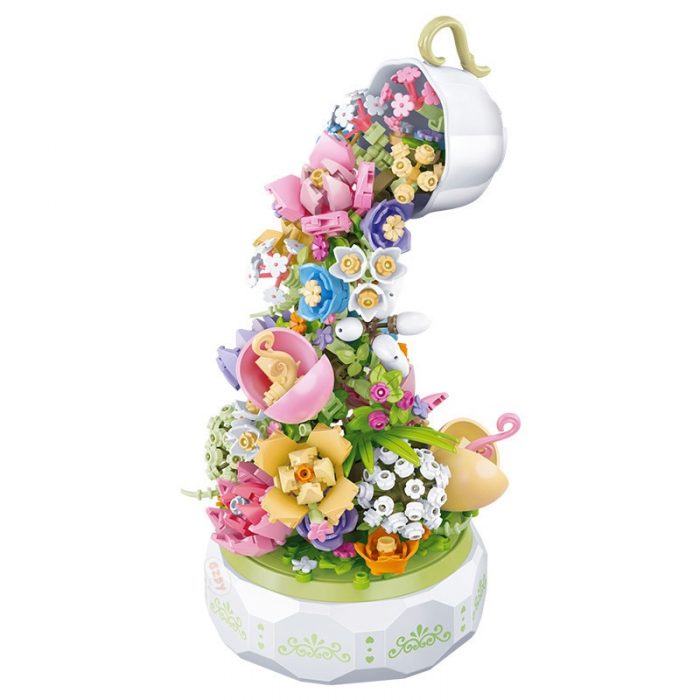 SEMBO BLOCK 575pcs Teacup Flower Lighting Music Box Building Block Home Decor Anime Creative Gift Toy 4 - LOZ MALL