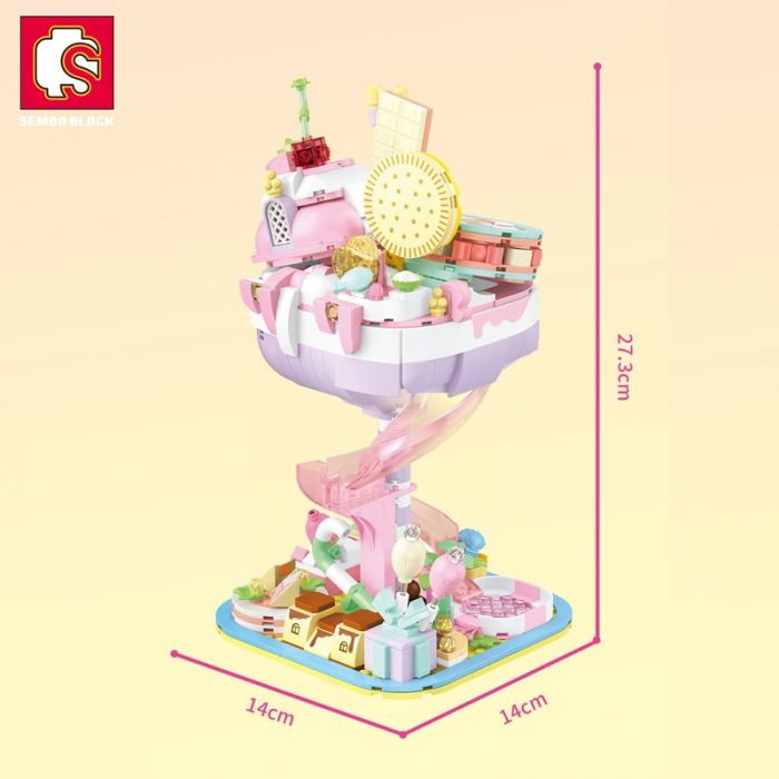 SEMBO BLOCK Candy Planet Cute Ice Cream Lighting Building Blocks Pink Mystery Kingdom Gifts Toys Bricks 5 - LOZ MALL
