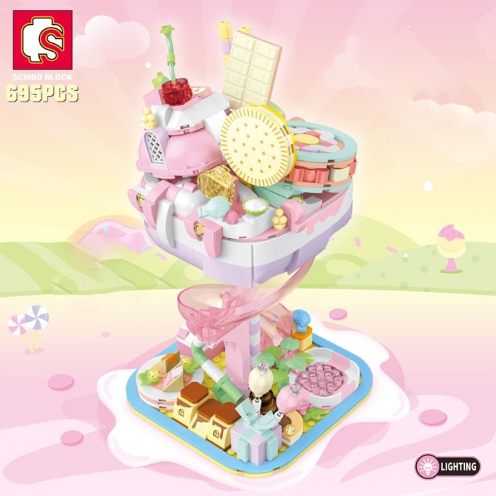 SEMBO BLOCK Candy Planet Cute Ice Cream Lighting Building Blocks Pink Mystery Kingdom Gifts Toys Bricks - LOZ MALL