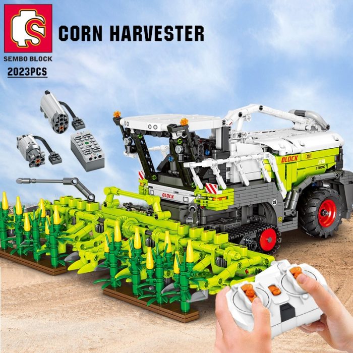 SEMBO BLOCK Farm Tractor 2023PCS TECHNICAL Corn Harvester RC Building Blocks City Car Vehicle Bricks Construction - LOZ MALL