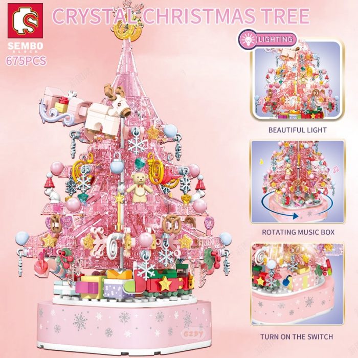 SEMBO BLOCK Valentine s Day Blocks Music Box With Light Pink Tree Anime Model Building Kit - LOZ MALL