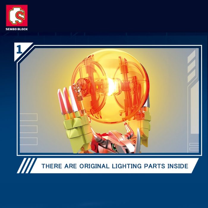 SEMBO Metal War Greymon Anime Building Blocks Action Figure Models Bricks Lighting Anime Kids Model Toy 2 - LOZ MALL