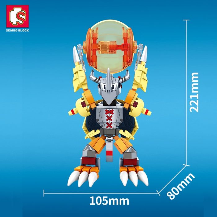 SEMBO Metal War Greymon Anime Building Blocks Action Figure Models Bricks Lighting Anime Kids Model Toy 4 - LOZ MALL