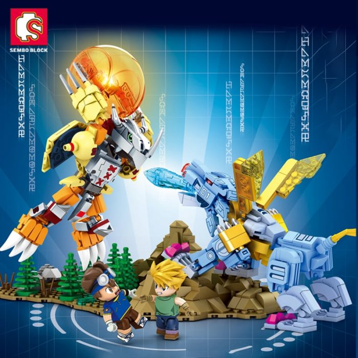 SEMBO Metal War Greymon Anime Building Blocks Action Figure Models Bricks Lighting Anime Kids Model Toy - LOZ MALL