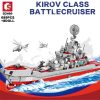 SEMBO Military War Russian Cruiser Building Blocks Heavy Armed Warship Weapon Bricks With Base And Mini - LOZ MALL