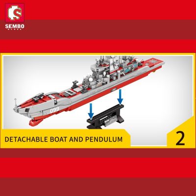 SEMBO Military War Russian Cruiser Building Blocks Heavy Armed Warship Weapon Bricks With Base And Mini 2 - LOZ MALL