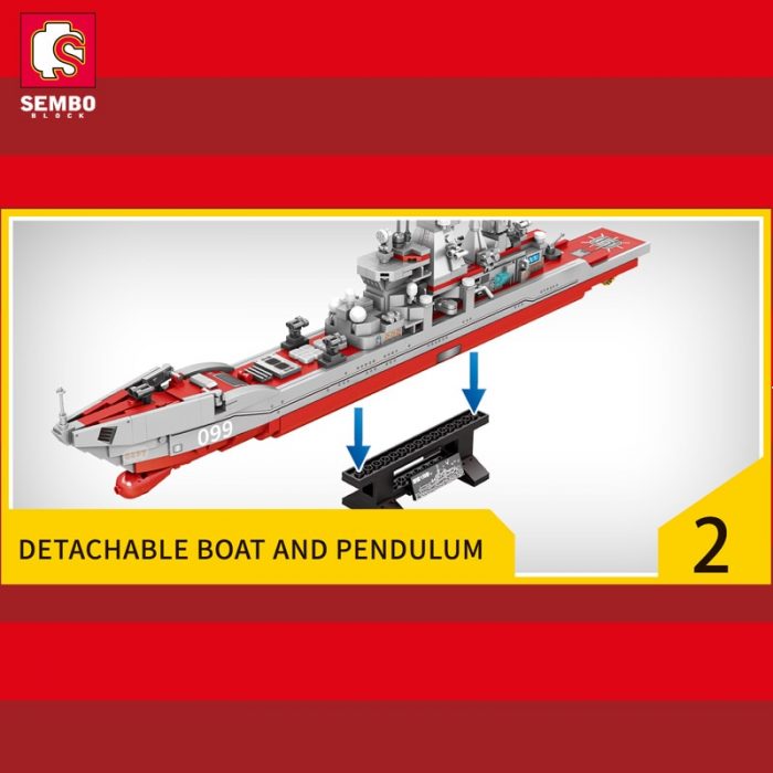 SEMBO Military War Russian Cruiser Building Blocks Heavy Armed Warship Weapon Bricks With Base And Mini 2 - LOZ MALL