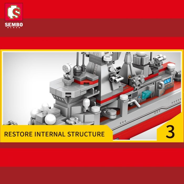SEMBO Military War Russian Cruiser Building Blocks Heavy Armed Warship Weapon Bricks With Base And Mini 3 - LOZ MALL