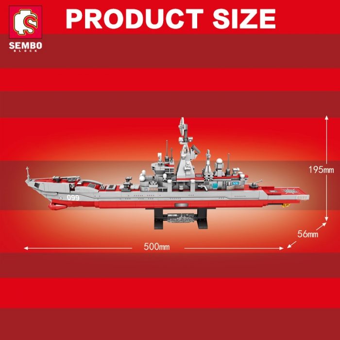 SEMBO Military War Russian Cruiser Building Blocks Heavy Armed Warship Weapon Bricks With Base And Mini 4 - LOZ MALL