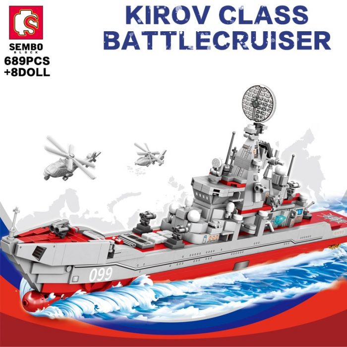 SEMBO Military War Russian Cruiser Building Blocks Heavy Armed Warship Weapon Bricks With Base And Mini - LOZ MALL
