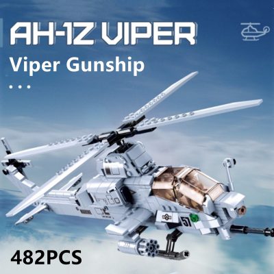 Sluban Building Block Toys Army Model AH 1Z Helicopter 482PCS Bricks B0838 Compatbile With Leading Brands 1 - LOZ MALL