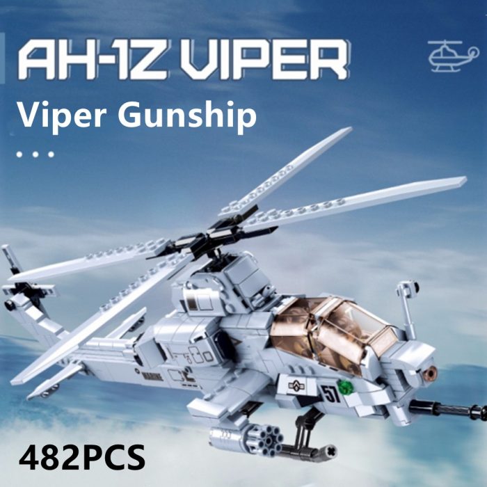 Sluban Building Block Toys Army Model AH 1Z Helicopter 482PCS Bricks B0838 Compatbile With Leading Brands 1 - LOZ MALL