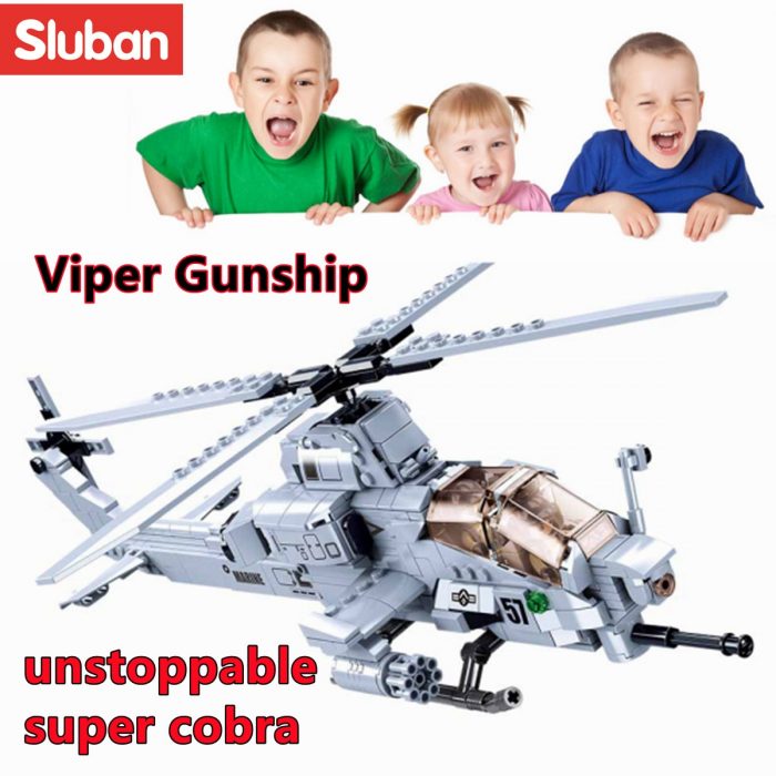 Sluban Building Block Toys Army Model AH 1Z Helicopter 482PCS Bricks B0838 Compatbile With Leading Brands - LOZ MALL