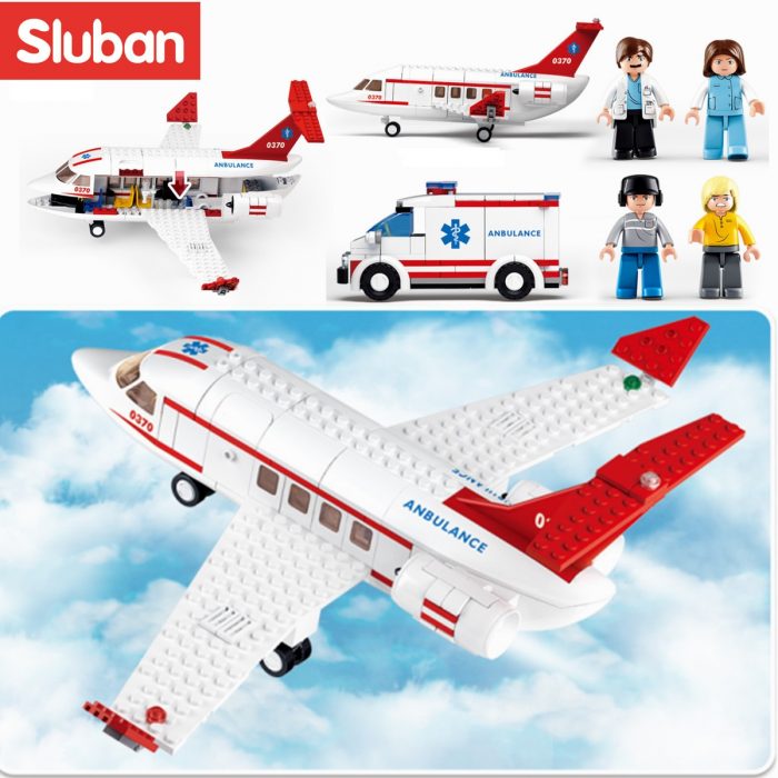 Sluban Building Block Toys Aviation Ambulance Plane 335PCS Bricks B0370 Medical Aircraft Compatbile With Leading Brands - LOZ MALL