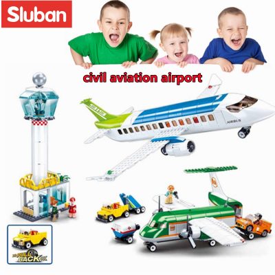 Sluban Building Block Toys Aviation New Airport 731PCS Bricks B0930 With Pull Back Luggage Van Compatbile 1 - LOZ MALL