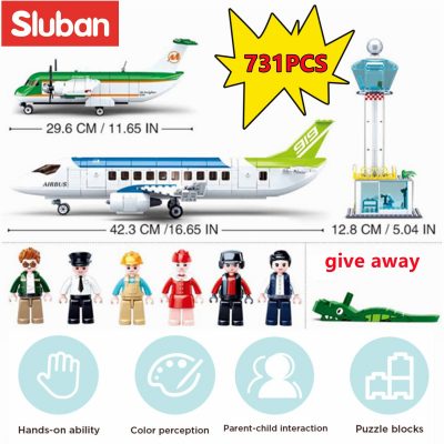 Sluban Building Block Toys Aviation New Airport 731PCS Bricks B0930 With Pull Back Luggage Van Compatbile 3 - LOZ MALL