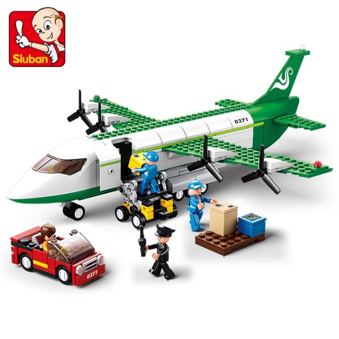 Sluban Building Block Toys Aviation Transportation Plane 383PCS Bricks B0371 Airfreighter Fit With Leading Brands Constructions 1 - LOZ MALL