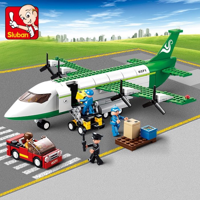 Sluban Building Block Toys Aviation Transportation Plane 383PCS Bricks B0371 Airfreighter Fit With Leading Brands Constructions - LOZ MALL