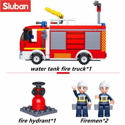 Sluban Building Block Toys City Fire Fighter 343PCS Bricks B0626 Fire Extinguishing Water Tanker Compatbile With 1 - LOZ MALL