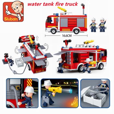 Sluban Building Block Toys City Fire Fighter 343PCS Bricks B0626 Fire Extinguishing Water Tanker Compatbile With 2 - LOZ MALL