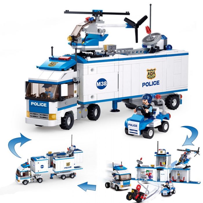 Sluban Building Block Toys City Police 572PCS Bricks B0376 Mobile Police Command Station Compatbile With Leading 3 - LOZ MALL