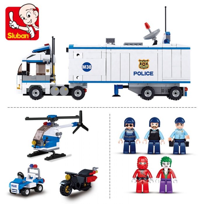 Sluban Building Block Toys City Police 572PCS Bricks B0376 Mobile Police Command Station Compatbile With Leading 4 - LOZ MALL