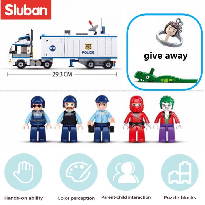 Sluban Building Block Toys City Police 572PCS Bricks B0376 Mobile Police Command Station Compatbile With Leading 5 - LOZ MALL