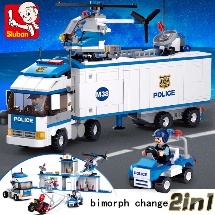Sluban Building Block Toys City Police 572PCS Bricks B0376 Mobile Police Command Station Compatbile With Leading - LOZ MALL
