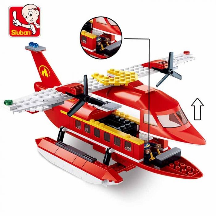 Sluban Building Block Toys Fire Control B0629 Fire Fighting Seaplane 348PCS Bricks Copter Compatbile With Leading 1 - LOZ MALL
