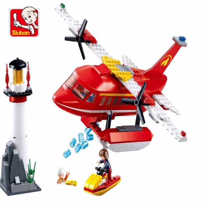 Sluban Building Block Toys Fire Control B0629 Fire Fighting Seaplane 348PCS Bricks Copter Compatbile With Leading 2 - LOZ MALL