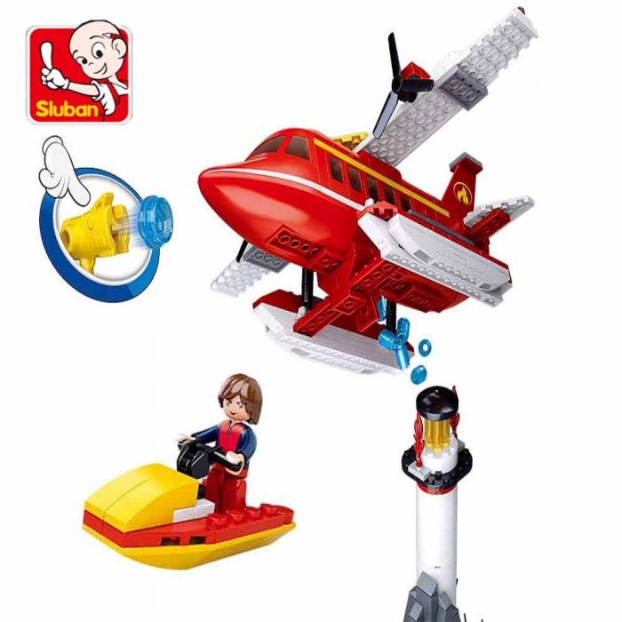 Sluban Building Block Toys Fire Control B0629 Fire Fighting Seaplane 348PCS Bricks Copter Compatbile With Leading 3 - LOZ MALL