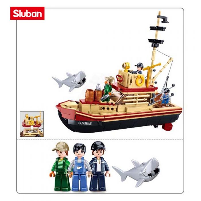 Sluban Building Block Toys Fishing Boat 592PCS Model Bricks B1118 The Great Shark Ship Compatbile With 4 - LOZ MALL