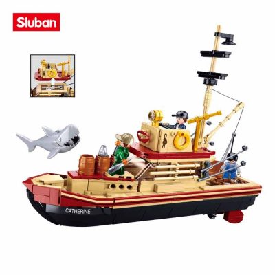 Sluban Building Block Toys Fishing Boat 592PCS Model Bricks B1118 The Great Shark Ship Compatbile With - LOZ MALL