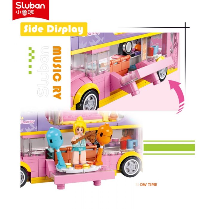 Sluban Building Block Toys Girls Dream Pink B1165 Party Music RV 412PCS Double decker Bus Bricks 3 - LOZ MALL